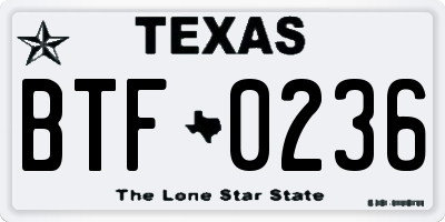 TX license plate BTF0236