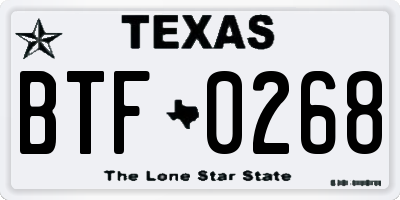 TX license plate BTF0268