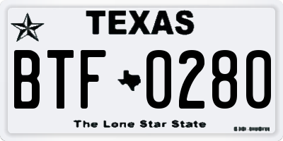 TX license plate BTF0280
