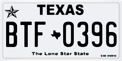 TX license plate BTF0396