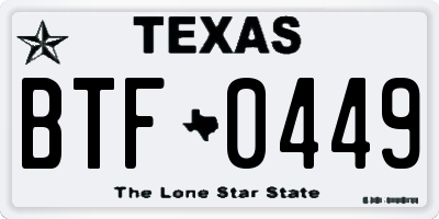 TX license plate BTF0449