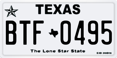 TX license plate BTF0495