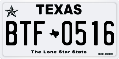 TX license plate BTF0516