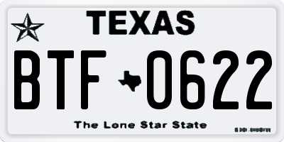 TX license plate BTF0622