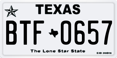 TX license plate BTF0657