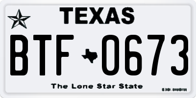 TX license plate BTF0673