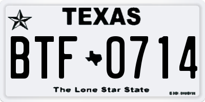 TX license plate BTF0714