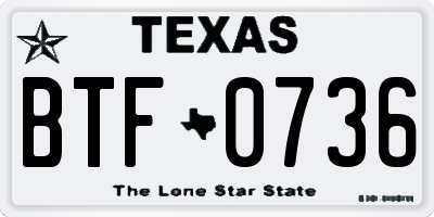 TX license plate BTF0736