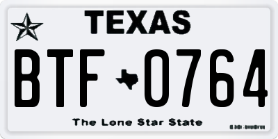 TX license plate BTF0764