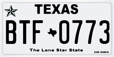 TX license plate BTF0773