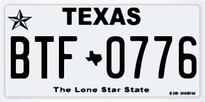 TX license plate BTF0776