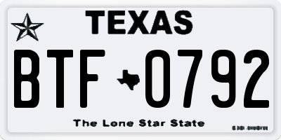 TX license plate BTF0792