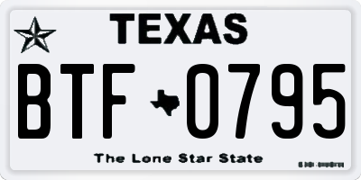 TX license plate BTF0795