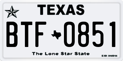 TX license plate BTF0851