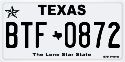 TX license plate BTF0872