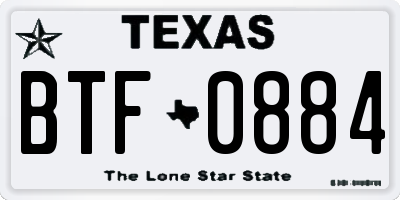 TX license plate BTF0884