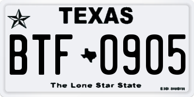 TX license plate BTF0905