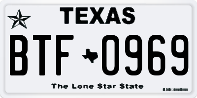 TX license plate BTF0969
