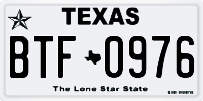 TX license plate BTF0976