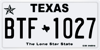 TX license plate BTF1027