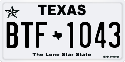 TX license plate BTF1043