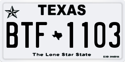 TX license plate BTF1103