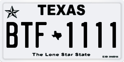 TX license plate BTF1111