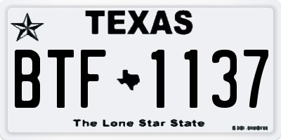TX license plate BTF1137