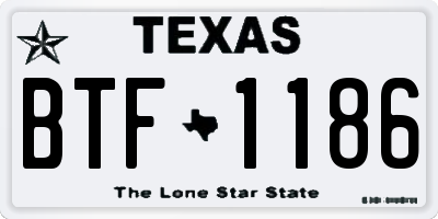 TX license plate BTF1186