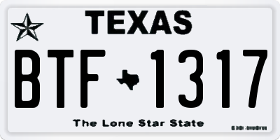 TX license plate BTF1317