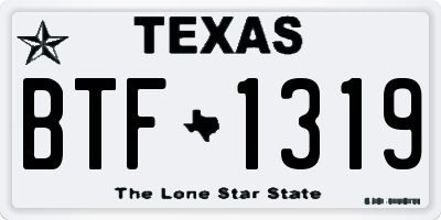 TX license plate BTF1319