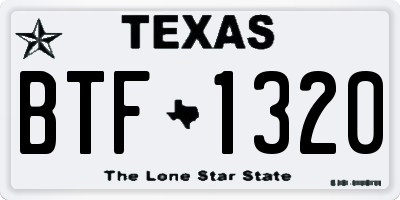 TX license plate BTF1320