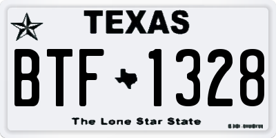 TX license plate BTF1328