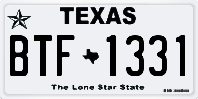 TX license plate BTF1331