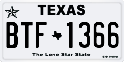 TX license plate BTF1366