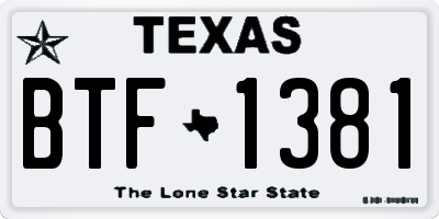 TX license plate BTF1381