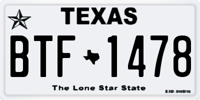 TX license plate BTF1478