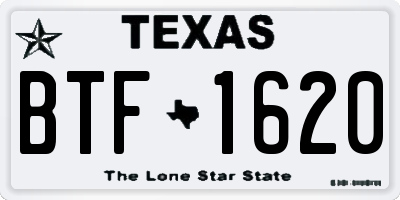 TX license plate BTF1620