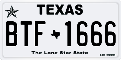 TX license plate BTF1666