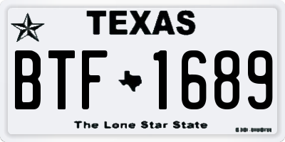 TX license plate BTF1689