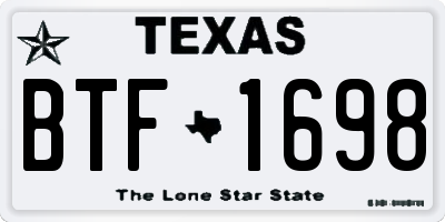 TX license plate BTF1698