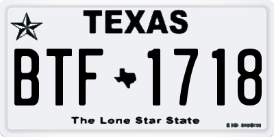 TX license plate BTF1718
