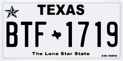 TX license plate BTF1719