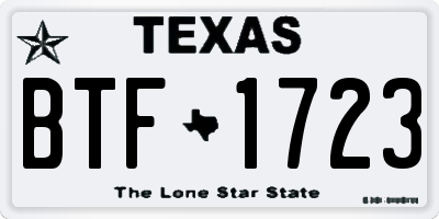 TX license plate BTF1723