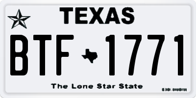 TX license plate BTF1771
