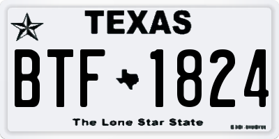 TX license plate BTF1824