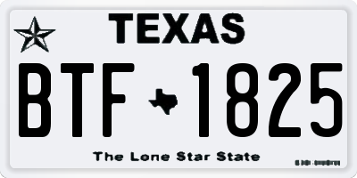 TX license plate BTF1825