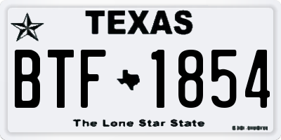 TX license plate BTF1854