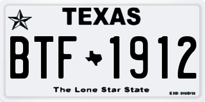 TX license plate BTF1912