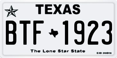 TX license plate BTF1923